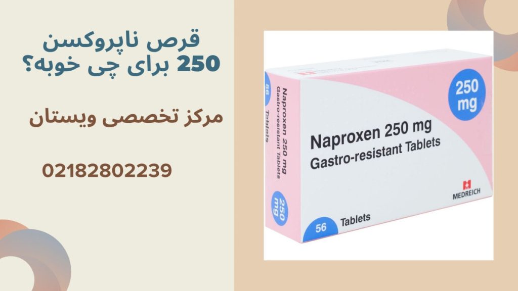 قرص ناپروکسن 250 یک بسته قرص ناپروکسن در پس زمینه کرمی